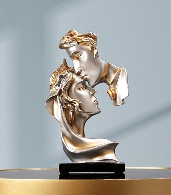Couples Kiss Sculpture,Abstract Art Couple Sculpture Home Furnishing Resin Statue Decoration Romantic Statue Used for Home Decoration, Wedding, Gift. (Grey)