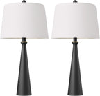 Oneach 25.75" Modern Table Lamp Set of 2, Bedside Lamps with USB Ports, Black Nightstand Lamps Set for Living Room Bedroom House Bedside Home Office Family