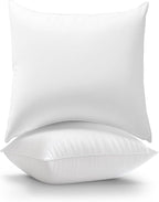Set of 2 20×20 Inch Pillow Inserts Cotton Cover with Premium Fiber Filling Machine Washable Soft Fluffy Decorative Pillows for Indoor Outdoor Use Perfect for Couches Seats & Beds