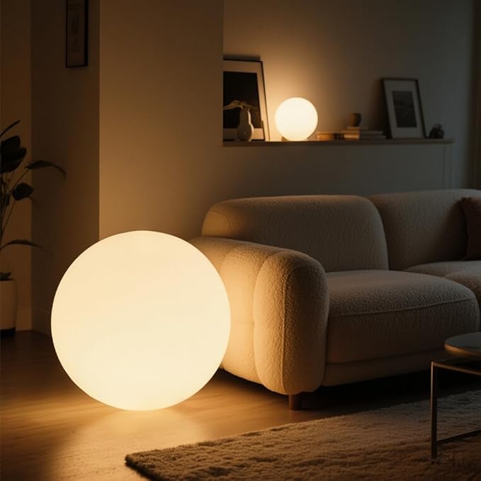 16 Inch Ultra-Fun LED Ball Light, Rechargeable Globe Floor Lamp w/Remote, 16 RGB Color Changing LED Glowing Orb Light, Waterproof Outdoor Ambiance Lighting, Pool Party Garden Patio Decor