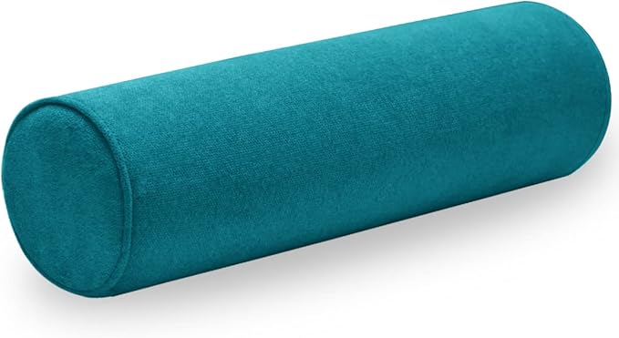 Cylinder Round Memory Foam Support Pillows 17.8X6 Cervical Neck Roll Pillow with Pillowcase Soft, Comfortable and Breathable for Sleeping, Chair, Car, Sofa，Travel Lake Blue