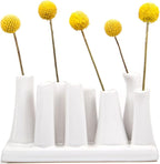 Chive - Pooley 2, Ceramic Flower Vase, 8-Tube Shape (White)