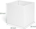 White Outdoor Planter Square Steel Planters Galvanized Steel Planter Box Indoor Metal Large Planters Cube Heavy Duty Flower Pot 20 Inch Modern Commercial Residential for Trees Patio Deck Yard Garden