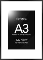 Homeforia A3 Picture Frame Black, High End Metal 11.7 x 16.5 inch Poster Frames with Mat 8.3 x 11.7 for Photo, A3 Size Frames Matted to A4 Print, 11.7x16.5 Wall Hanging Frame, Tempered Glass, Set of 1