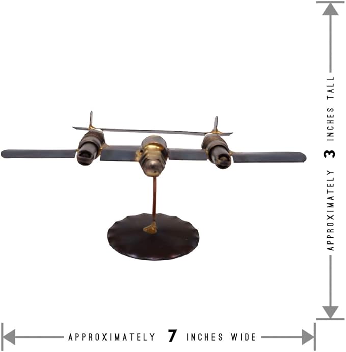 P-38 Lightning Collectible Handmade Metal Art Figurine, Desk Accessories, Trophy, Boss Gift, Home Office Décor, Aircraft