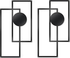 OYEFLY 2 Pcs Metal Abstract Wall Art,Modern Geometric Decor (Black, style 3)