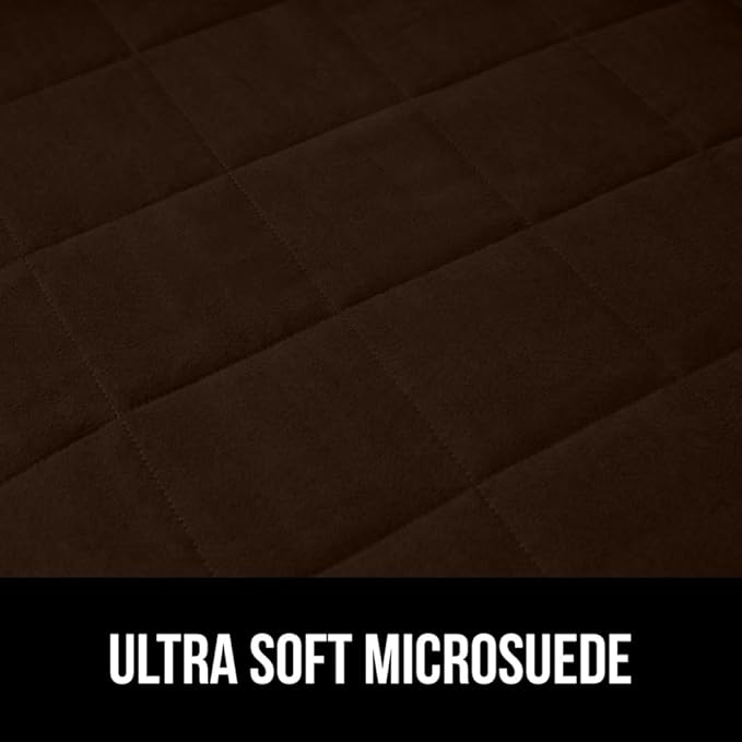 GORILLA GRIP Patented Waterproof Slip-Resistant 23" Chair Protector Cover, for Leather or Fabric Couch Cushion, Large Microsuede Furniture Covers Dogs Pets Machine Washable Slipcover, Brown