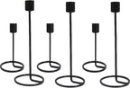 Candlestick Holders, Set of 6 Taper Candle Holders, Black Brass Vintage Candle Holder Set for Pillar Candles, Decorative Candle Holder Candelabra for Home Decor, Wedding, Dinning, Party, Anniversary