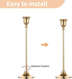 2 Sets(6 Pcs) Brass Gold Metal Taper Candle Holders Candlestick Holders, Vintage Modern Decorative Centerpiece Candlestick Holders for Table Mantel Wedding Housewarming Gift