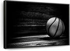 ElephantStock Basketball Wall Art - Horizontal Framed Canvas - 1-Piece Hallway Wall Decor - Photography sports Canvas Print - Black and Gray Decor for Wall - 25" X 17"