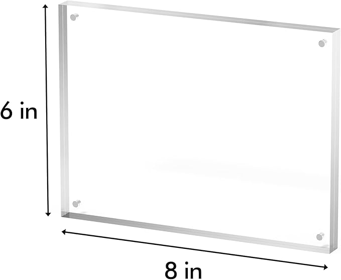 6x8 Acrylic Picture Frame 3 Pack, Clear Freestanding Double Sided Frameless Magnetic Photo Frames, Desktop Display Decor Gift