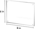 6x8 Acrylic Picture Frame 1 Pack, Clear Freestanding Double Sided Frameless Magnetic Photo Frames, Desktop Display Decor Gift
