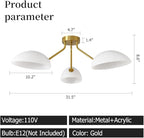 31.5”Gold-Plated Modern Ceiling Light Chandelier Light Fixture for Bedroom and Living Room Ceiling - Adjustable Light and Color with Acrylic lampshade - Sputnik Ceiling Light