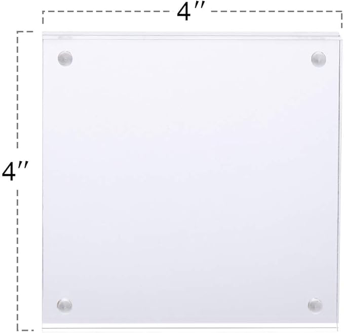 TWING 2 Pack 4x4 Acrylic Picture Frame, Horizontal Magnet Double Sided 4x4 Picture Frame Set with Microfiber Cloth, 10 + 10MM Thickness Clear Desktop Acrylic Photo Frame Display Gifts Ideal, Ideal