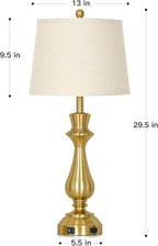 Modern Gold Table Lamps Set of 2 for Living Room,30" Tall Bedside Lamp with USB Charging Port,3-Way Dimmable Touch Nightstand Lamp for Bedroom Desk Side Table Office,Gold