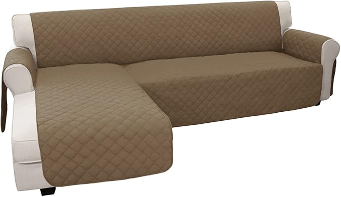 Easy-Going Sofa Slipcover L Shape Sofa Cover Sectional Couch Cover Chaise Lounge Slip Cover Reversible Sofa Cover Furniture Protector Cover for Pets Kids Children Dog (Large,Camel/Camel)