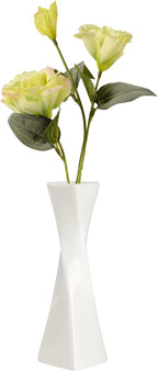 Bud Vase, White Small Ceramic Vase for Modern Home Decor, Flower Vase for Centerpieces Twist Minimalism Style Fit Table Shelf Fireplace Bedroom Kitchen Living Room Office