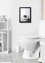 Black and White Bathroom Wall Decor Funny Hippo in Bathtub Wall Art Framed Humor Bathroom Signs Cute Animal Cnvas Print Artwork