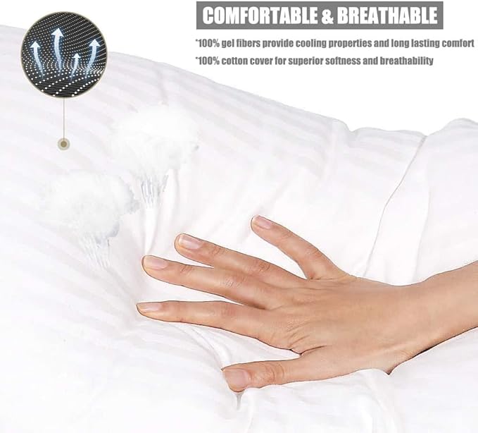 tuphen-Bed Pillows for Sleeping 2 Pack, Cooling Gel Pillows, Ultra Soft Breathable Down Alternative Pillows, Hotel Luxury Collection Pillows for Back, Stomach or Side Sleepers (Queen (Pack of 4))