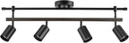 Globe Electric 60023 Nashville 4-Light Track Lighting, Matte Black, Faux Wood Accent Bar, Bulb Not Included