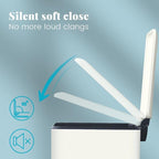 8 Gallon Slim Trash Can with Soft Close Lid, Stainless Steel Trash Can with Removal Inner Bucket, Hand -Free Trash Bin for Kitchen, Office, Laundry, Bathroom, 30 Liter Capacity, White