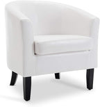 BELLEZE Accent Barrel Chair, Club Tub Sofa Corner Chair with Flared Legs and Cozy Soft Padding for Living Room Bedroom Waiting Room - White