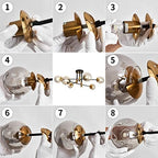 SZXYKEJI 6-Lights Glass Chandelier，Modern Flush Mount Ceiling Light Fixture，Farmhouse Lighting for Dining Room Living Room Bedroom Kitchen Passageway..