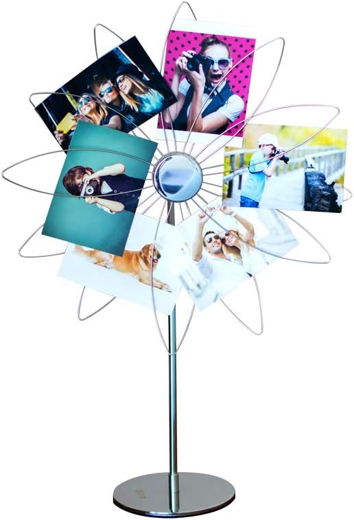 Mollytek Desktop Photo Holder with Clips Postcard Gift Card Picture Display Stand Decor Photo Tree Stand for Table Display Sun Flower Romantic Design with Plated Wire