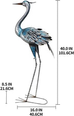 Crane Outdoor Decor Statue, Blue Heron Garden Statue Metal Yard Art Outdoor Decoy, Garden Sculptures & Statues for Yard/Lawn/Pond/Outdoor Decoration, 1Pc