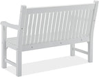 Psilvam 2-Person Poly Lumber Outdoor Bench with 700 Lbs Weight Capacity – Weatherproof Garden Seating for, Balcony Porch & Park, All-Weather Fade-Resistant Patio Furniture (White)