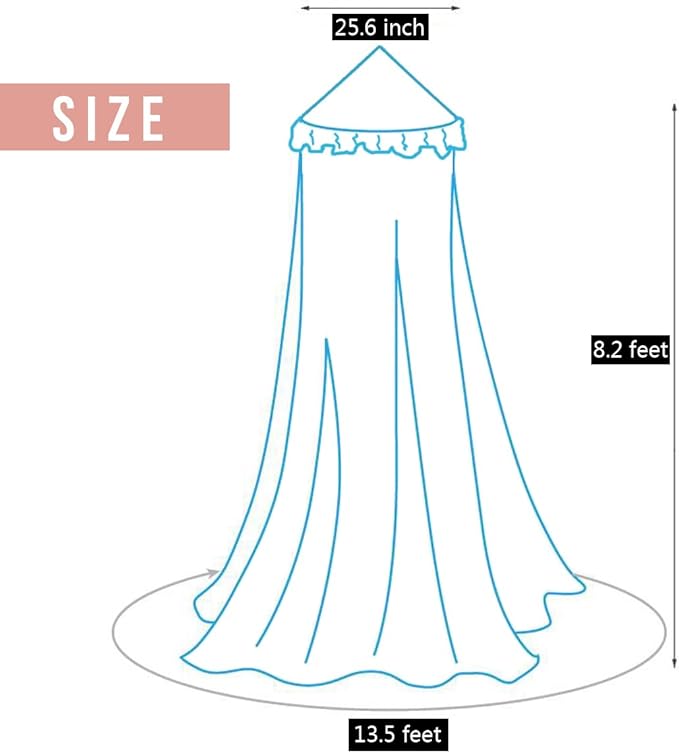 Kertnic Decor Canopy for Kids Bed, Soft Smooth Playing Tent Canopy Girls Room Decoration Princess Castle, Dreamy Mosquito Net Bedding, Children Reading Nook Canopies in Home (Red Bean Color)