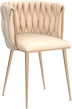 Nrizc Velvet Dining Chairs Set of 2, Woven Upholstered Dining Chairs with Gold Metal Legs, Modern Accent Chairs for Living Room, Dining Room, Kitchen