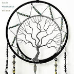 Pretty Jolly 7 Chakras Tree of Life Dream Catcher Wall Decor with Rainbow Healing Crystal Stone Handmade Black Feather DreamCatchers Wall Hanging Ornaments for Bedroom Home Decor Bless Gift Wedding