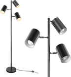 Tree Floor Lamp with 3 Light 9W E26 LED Bulbs,Black Standing Tall Pole Lamp with 3 Adjustable Rotating Lights,Modern Floor Lamp for Living Room Bedroom Office,Reading Room
