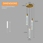 Modern Light Fixture Kitchen Island Pendant Light Dimmable LED Gold Pendant Lights Mini Crystal Pendant Lighting for Bedroom Dining Room Living Room（3-Light ）