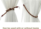 BEL AVENIR Curtain Rope Tiebacks, Drapery Rope Holdbacks with 4 Metal Screw Hooks (MIX red, 4pack)