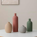 Modern Ceramic Vase Set, Neutral Colors, Decorative Vases for Home Decor, 4 Piece Collection (Green Mix Set 4)