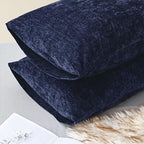 CaliTime Throw Pillow Covers Decorative 20 X 26 Inches Pack of 2 Cozy Chenille Standard Pillow Shams Cases for Couch Sofa Bed Living Room Home Navy Blue