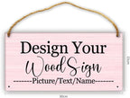 Personalized Rustic Wooden Sign, Custom Plaque Wall Hanging, Art Wood Board Sign for House, Customized Name Sign, Gifts for Family Members Teachers Friends 11.8x5.9 inch