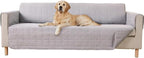 GORILLA GRIP Patented Waterproof Slip-Resistant Oversized 78” Sofa Protector Cover, for Leather or Fabric Couch Cushion, Large Microsuede Furniture Covers Dogs Pets Machine Washable Slipcover, Gray
