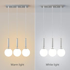 Modern Chrome Pendant Lights Kitchen Island Mid Century with Globe Pendant Light Milk White Glass Pendant Lighting for Living Room Bedroom Entryway (3 Lights)