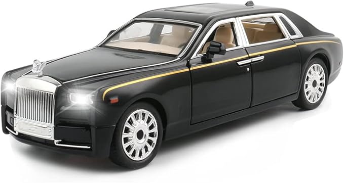 1/24 Diecast Car Model Rolls-Royce Phantom Toy Car, Alloy Collectible Phantom Replica Pull Back Model Car Vehicles with Sound and Light for Kids Boys Girls Birthday Gift