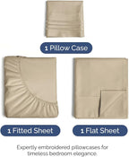 Twin XL Size 3 Piece Sheet Set - Comfy Breathable & Cooling Bed Sheets Set - Hotel Luxury Bedding for Women, Men, Kids, Teens, Boys & Girls - Deep Pockets, Ultra-Soft, Wrinkle Free - Oeko-Tex - Beige