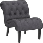 Yongqiang Accent Chairs Set of 2 Upholstered Living Room Bedroom Side Chairs Curved Button Tufted Armless Lounge Chair with Wood Legs Gray Fabric