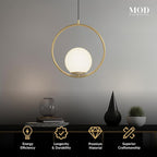𝗠𝗢𝗗 𝗟𝗜𝗚𝗛𝗧𝗜𝗡𝗚 Jewels & Pearls | Modern Gold Pendant Light Fixtures, Hanging Globe Pendant Lights for Kitchen Island Lighting, Dimmable LED Bulb Included, 1 Pack (Gold | Warm White | Circle)