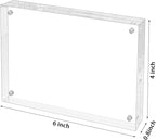 Acrylic Frame 4x6 Inch 5pack, Clear Acrylic Picture Frame with Thickness 10+10mm, Transparent Magnetic Picture Frame with Double Sided Free Standing, Framless Tabletop Photo Frame for Family