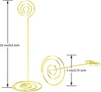 Place Card Holders - 10pcs 8.6" Tall Table Card Holders Table Number Holders Table Picture Stand Wire Photo Holder for Place Cards Wedding Party Office Desk Name Memo Menu Clips (Gold)