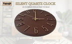 Wall Clock, Silent Clock, Wall Clocks Battery Operated， 12 inch Modern Wall Clock, Suitable for Offices, Living Rooms, Kitchens, Homes, Schools (Retro Brown Without Second Hand)