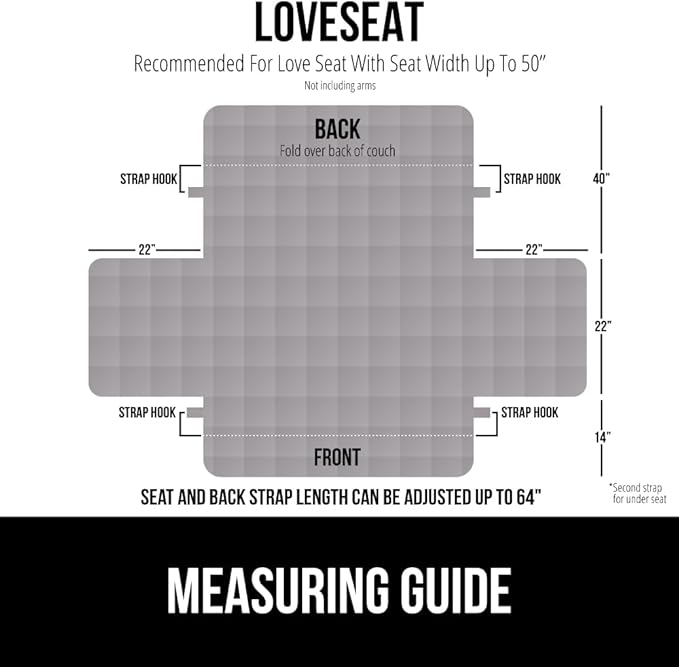 GORILLA GRIP Patented Waterproof Slip-Resistant 50” Loveseat Protector Cover, for Leather or Fabric Couch Cushion, Large Microsuede Furniture Covers Dogs Pets Machine Washable Slipcover, Gray