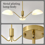 Modern 3-Light Luxury Elbow Chandelier Metal Acrylic Living Room Bedroom Dining Room Creative Adjustable Height Ceiling Light, Universal Wheel Suitable for Inclined Ceiling Installation